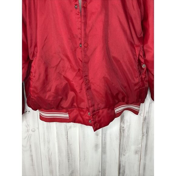 VTG DUNLOP RED QUILTED BOMBER JACKET GRAY FLEECE TRIM HOODED FULL ZIP XXL WARM - Picture 2 of 15